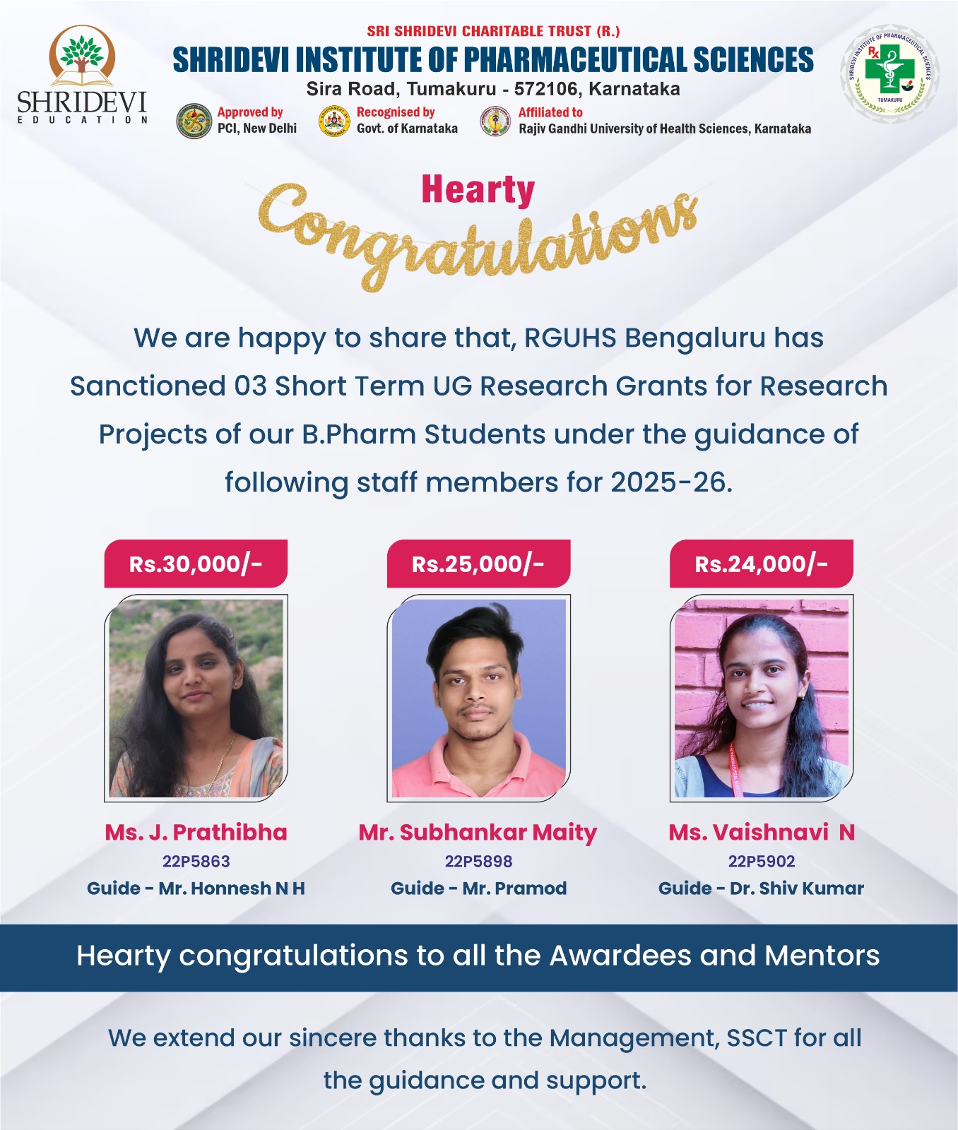 RGUHS research grants awardees